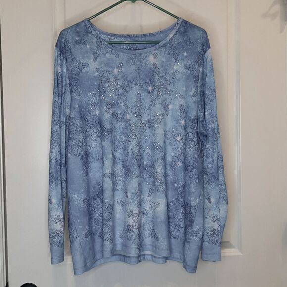Gloria Vanderbilt Casuals Snowflake Tee Shirt - Picture 1 of 7